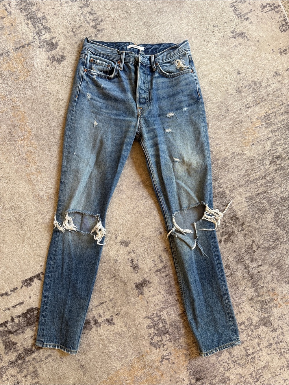GRLFRND Women's Distressed Blue Skinny Jeans